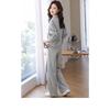 Повседневный спортивный костюм женский осенний простой толстовка с лацканами эластичный пояс длинные брюки костюм