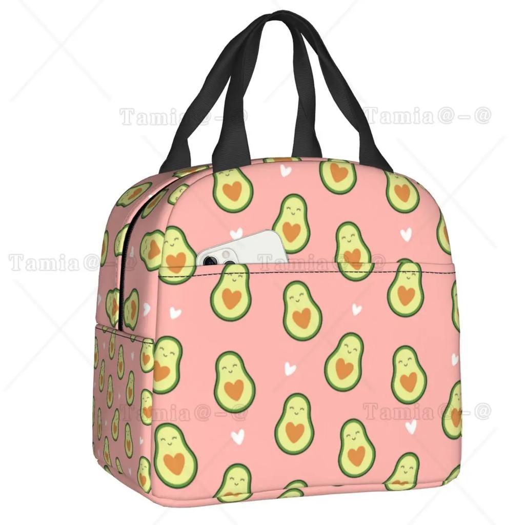 Cute Fruit Avocado Print Insulated Lunch Bag for Women Resuable Cooler Thermal Bento Box Kids School Children