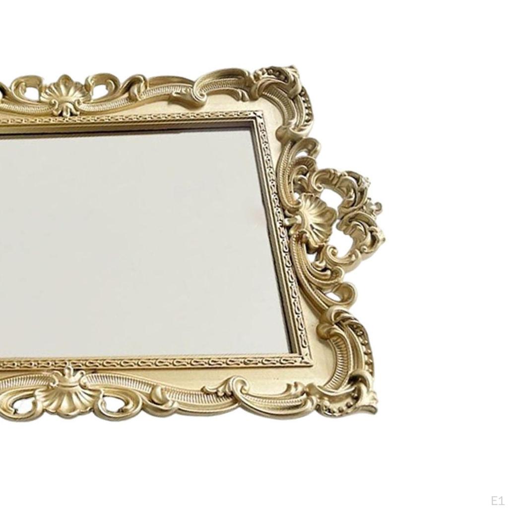 Декоративный зеркальный поднос в стиле ретро для макияжа, косметический, золотой, настольный, настенный, антикварный