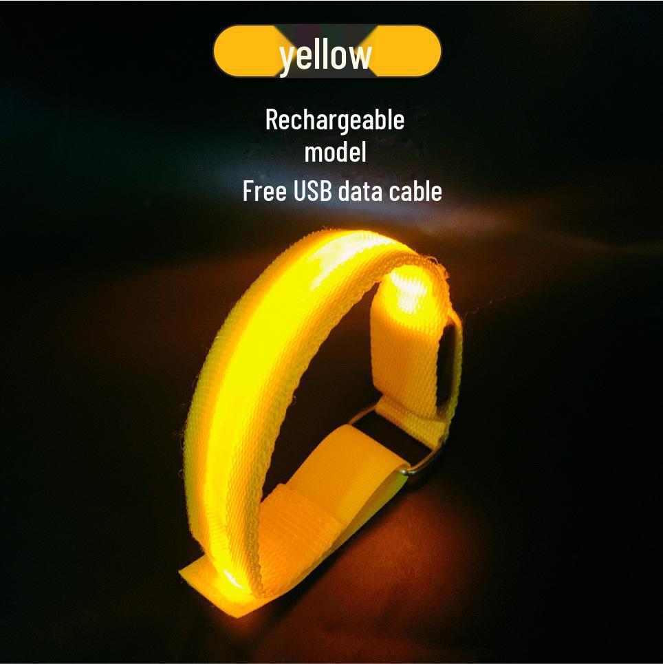 Светодиодная светоотражающая повязка на руку: Спортивный браслет с зарядкой через USB для бега в ночное время, езды на велосипеде, сигнальный фонарь с сетчатым дизайном.