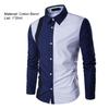 Men Shirt Color Block Splicing Streetwear Buttoned Korean Style Social Shirt for Office