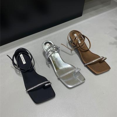 1252-3~ Лето 2025 Новые сандалии с квадратным носком во французском стиле феи, с темпераментом, на высоком каблуке, женские