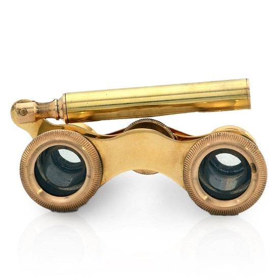 Старинный бинокль из латуни с ручкой в подарок (Золото)