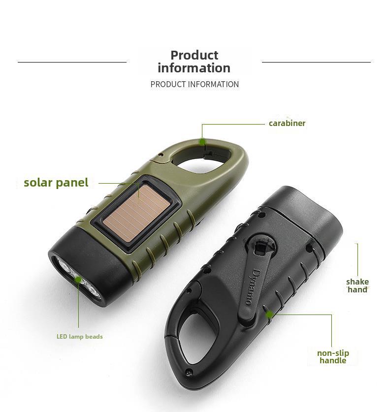 Germany Export Outdoor Solar & Hand-Crank Rechargeable Multifunction Flashlight