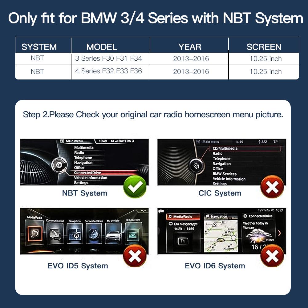 Беспроводной мультимедийный сенсорный экран CarPlay и Android Auto для BMW 1-5 Серии