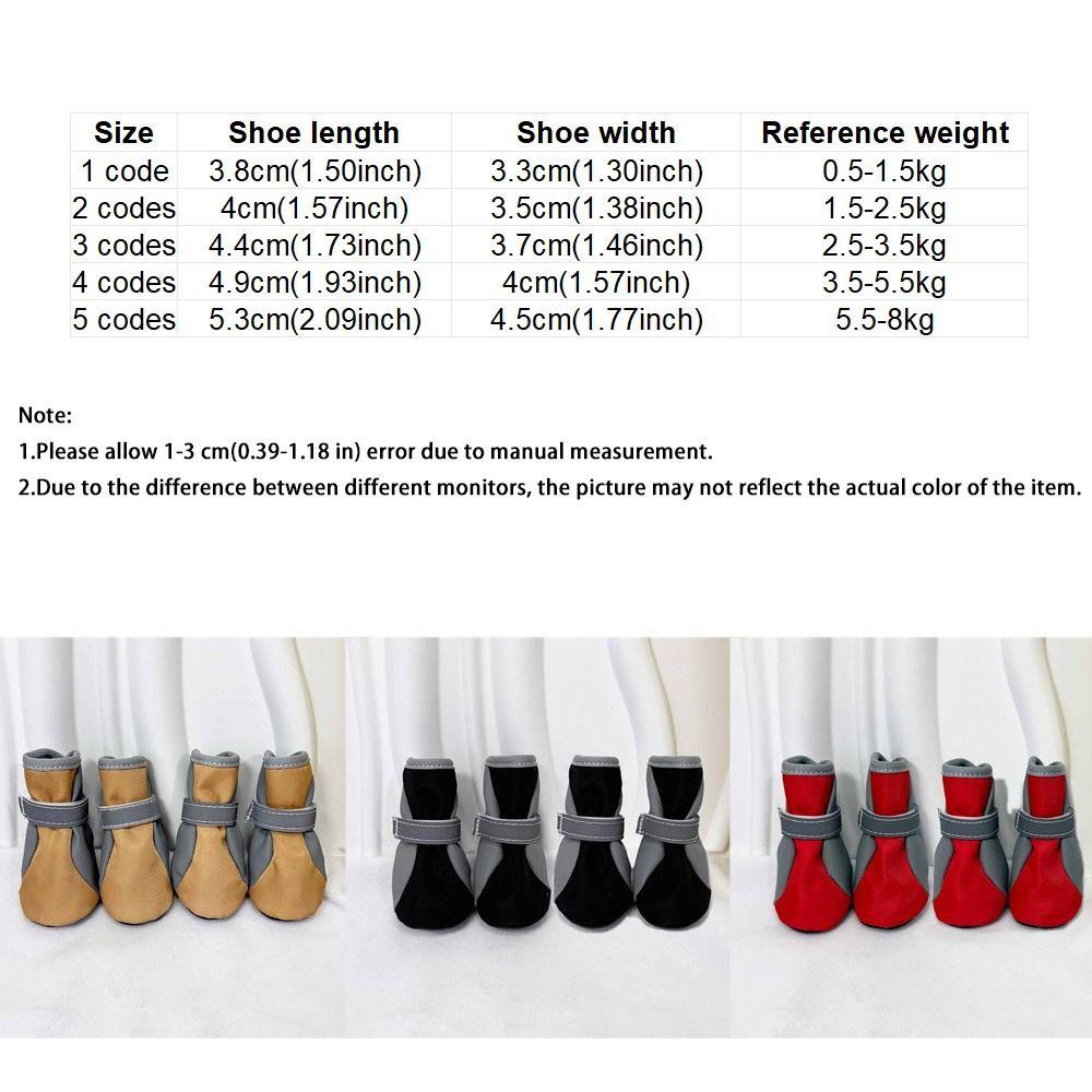 4pcs/set Fashion Warm Dog Cotton Shoes Thickened Reflection Dog Snow Boots Anti-Scratch Comfortable Anti-Slip Dog Shoes Outdoors