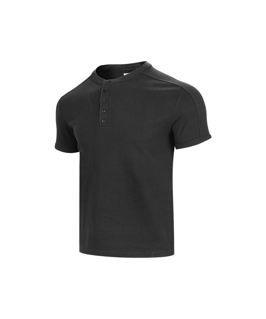 NINEZ Cotton Spandex Cut Henley Neck Muscle Fit T-Shirt (2 Colors)