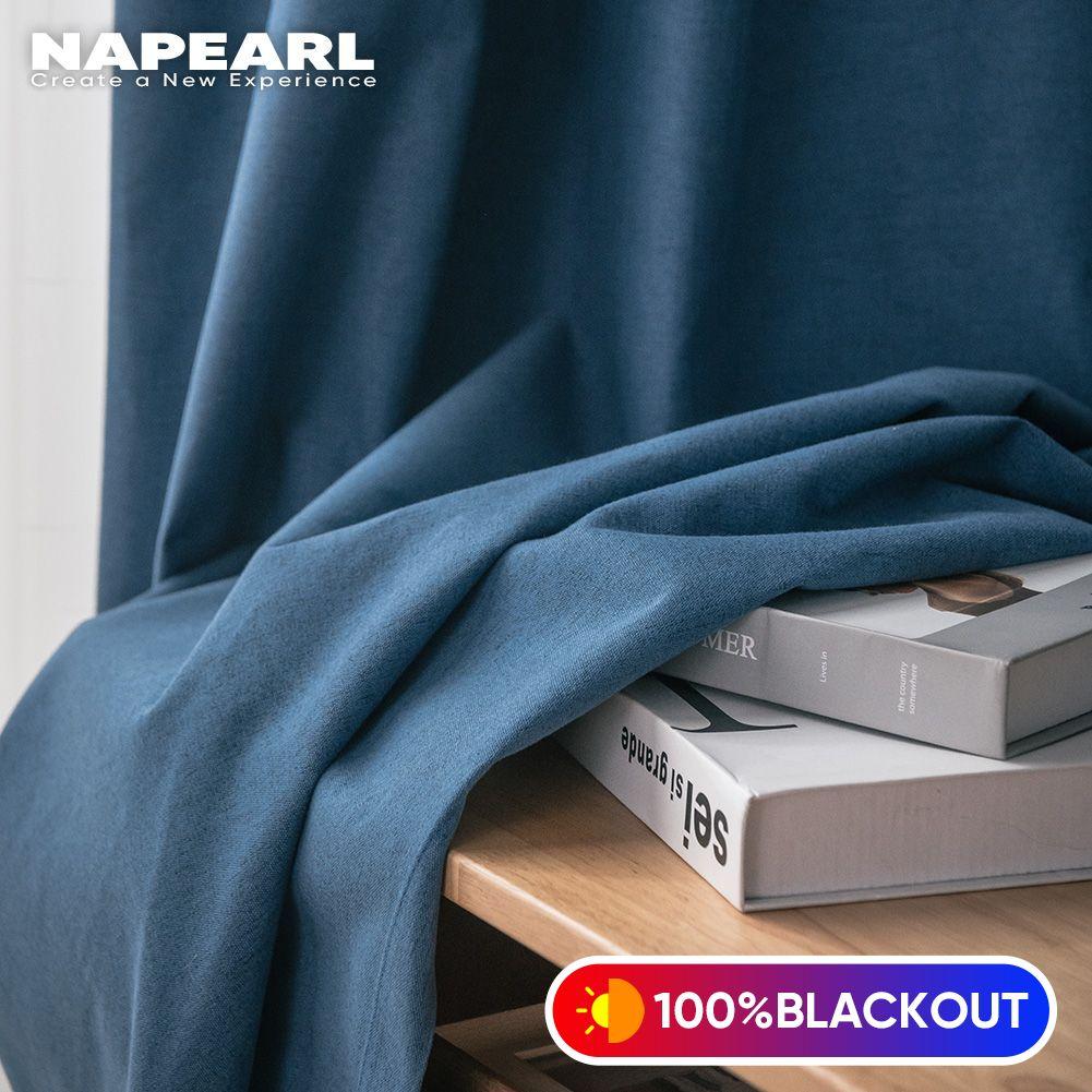 1 шт. NAPEARL 100% затемняющие однотонные льняные занавески для спальни, современные шторы кольцевого типа, занавески для гостиной, домашний декор