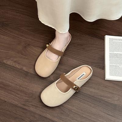 Французские ретро тапочки с закрытым носком женские для улицы 2025 лето новые повседневные универсальные юбка ленивые крутые тапочки