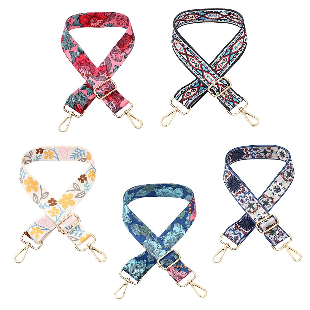 Purse Strap Replacement Crossbody Shoulder Bag Strap Guitar Style Multicolor Canvas Adjustable Handbag Laptop with Buckles