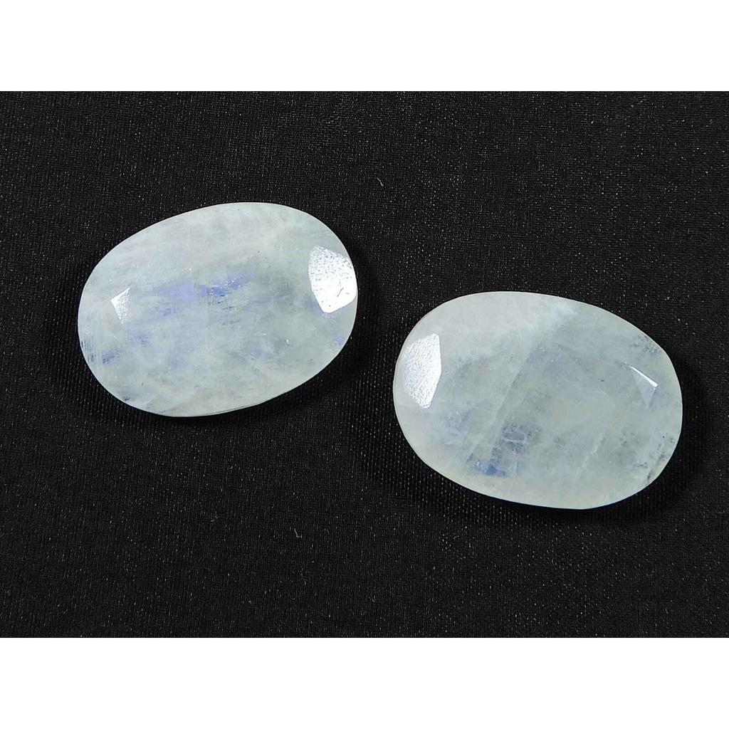 18X25MM Natural Rainbow Moonstone Oval Both Side Checker Gemstone 2Pcs Lot RML-1008