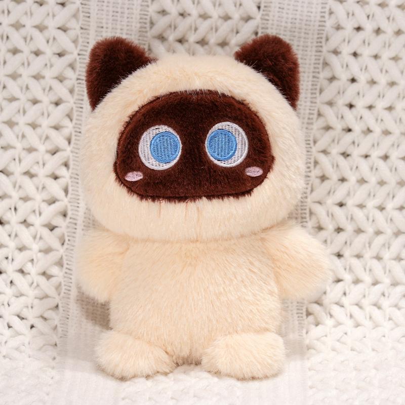 20Cm Soft Siamese Cat Stuffed Plush Toy Orange & Black Kitten Animal Doll Cute Birthday Gift For Kids