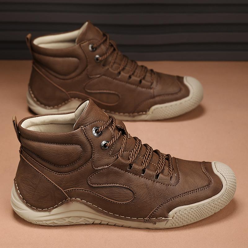 Кожаные мужские ботинки ручной работы, повседневная кожаная обувь из натуральной кожи, мужские ботильоны