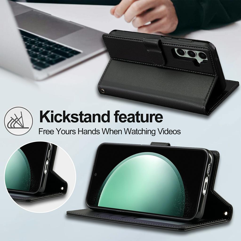 LC.IMEEKE L2 Series for Samsung Galaxy S25 FE Case PU Leather Wallet Detachable Magnetic Phone Cover