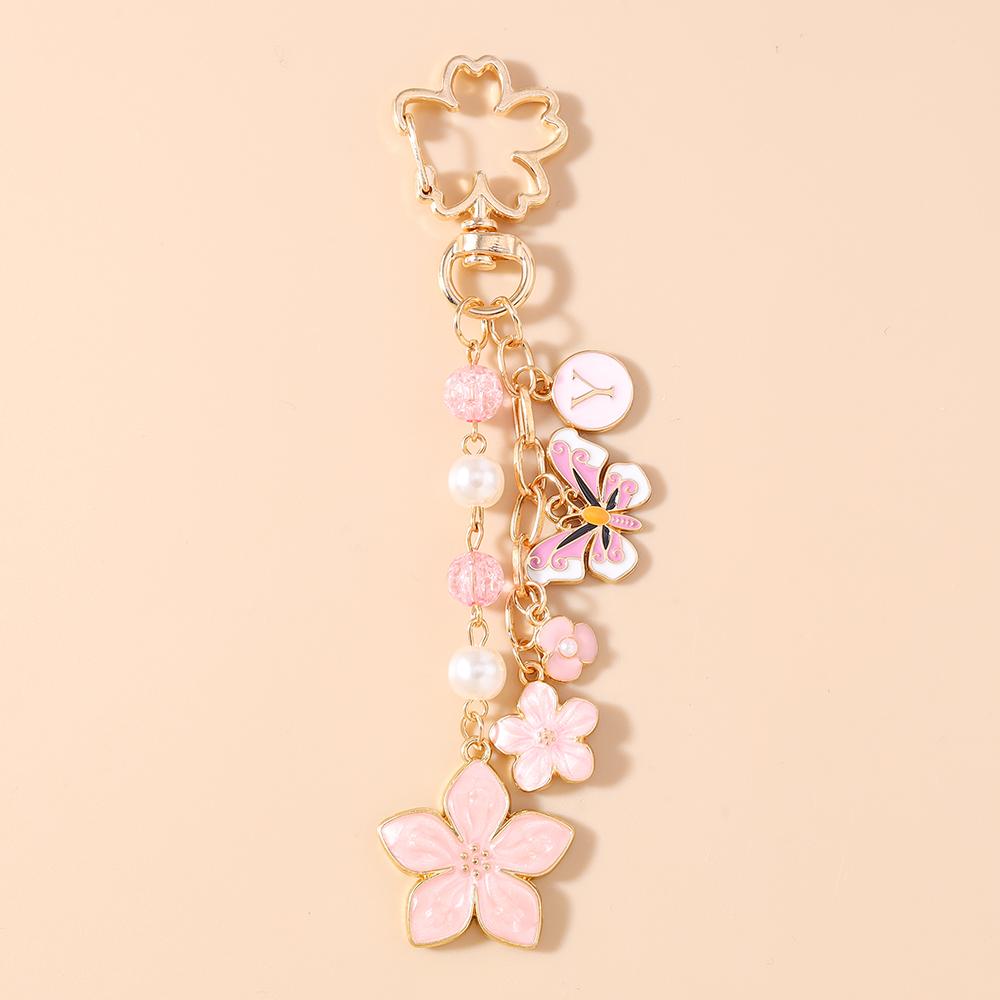 Мода Эмаль Цветок Брелок Женский Девушки Жемчуг Кольцо для Ключей Подвеска для Сумки DIY Брелок Ювелирное Изделие Подарок