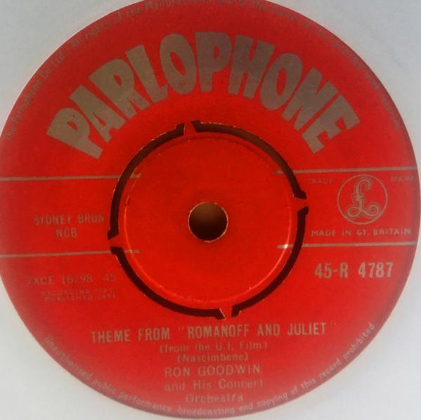 7-дюймовая пластинка RON GOODWIN HIS ORCHESTRA Тема из «Романофф и Джульетта» 45R4787 Parlophone 1961 Великобритания Саундтреки Мюзиклы Б/у