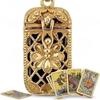Tiny Tarot Card Necklace with 22 Mini - Colorful Cards in Cage Pendant Steampunk for Men Women