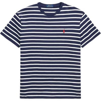 Футболка мужская Polo с вышивкой логотипа, в полоску, с круглым вырезом, с коротким рукавом, топы, синяя 710934662-012