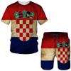 Летний комплект с короткими рукавами и 3d принтом флага Испании для мужчин, красочная забавная уличная одежда, спортивный костюм из двух предметов, свободная уличная одежда в стиле хип-хоп