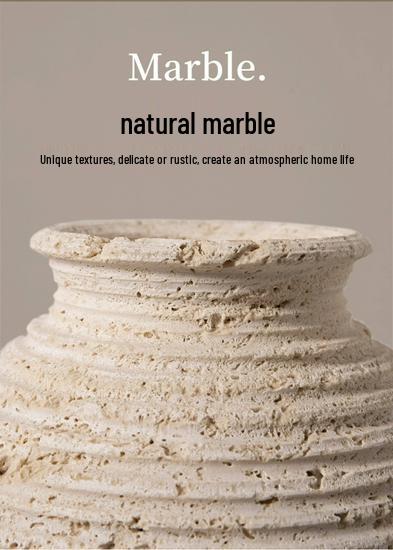 Ваза для цветов Haihong Yalin Wabi-Sabi из травертина (искусственная) - Декоративное украшение в стиле легкой роскоши для гостиной и прихожей