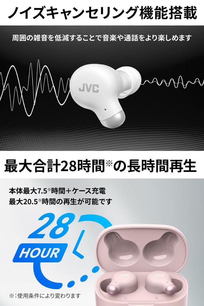 JVC Kenwood JVC Беспроводные наушники Bluetooth с шумоподавлением Функция внешнего захвата звука Включает микрофон До 28 часов воспроизведения Компактный