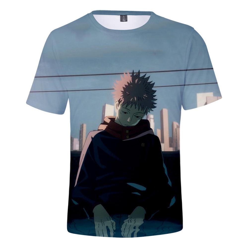 Футболка Jujutsu Kaisen Годжо Сатору для фанатов аниме, Стильные мультяшные топы, Удобная полиэстеровая ткань, Повседневная уличная одежда