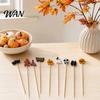 Bamboo Fruit Skewers 100PCS Disposable Cocktails Tags, Halloween Pumpkin Ghost Bat Decor Labels Skewers, Sharp Tip Party Picks for Fruits Snacks Cakes