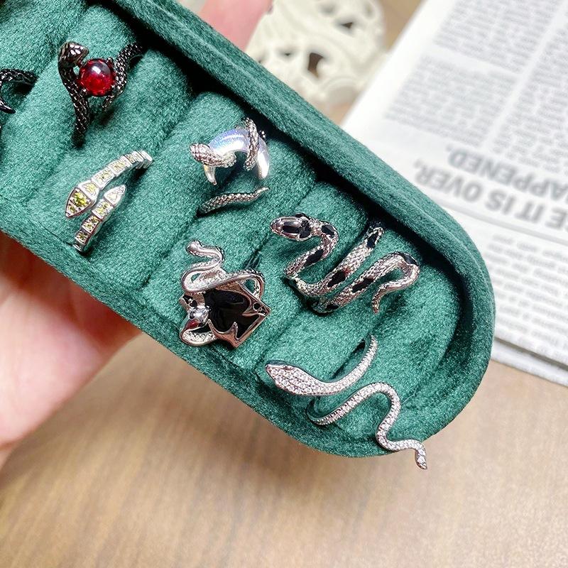 Halloween Punk Serpentine Zir*****Pen Ring Spirit Snake Series Personality Niche Hip Hop Ring Girl