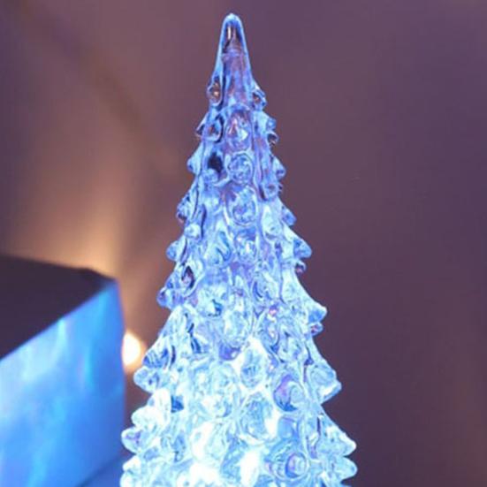 27 см Светящаяся Рождественская елка Разноцветное освещение Работает от батареек Праздничное украшение для дома Акриловая светодиодная настольная лампа-елка Украшение