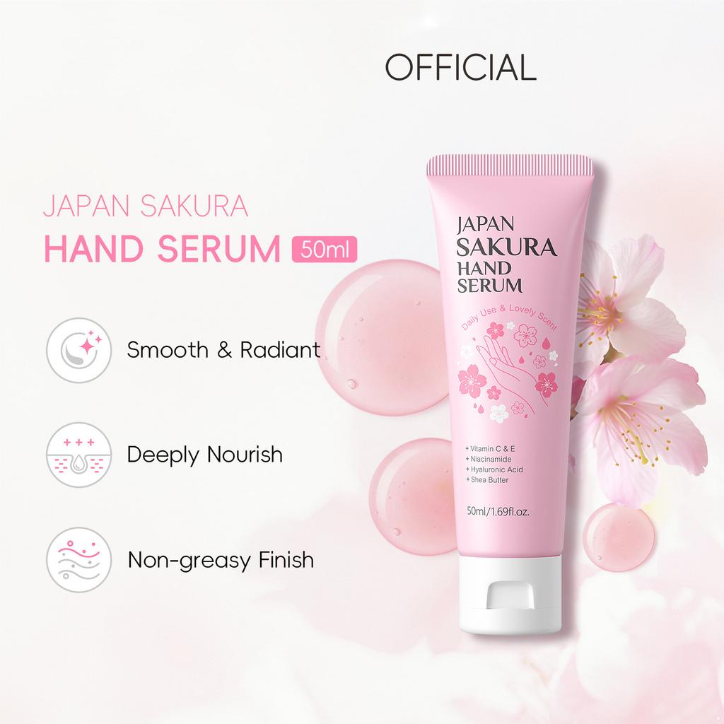 Travel-Size Sakura Scented Hand Serum - Nourishing Moisturizer for Dry Hands, Lightweight Cream for Winter and Daily Care