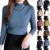 Women's Solid Color Knitted Sweater Half High Collar Bottom Long Sleeve
