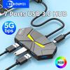 7 портов USB 3.0 HUB Док-станция Type C 5 Гбит/с Высокоскоростная передача Адаптер-разветвитель Для ноутбука Жесткий диск Мышь Клавиатура