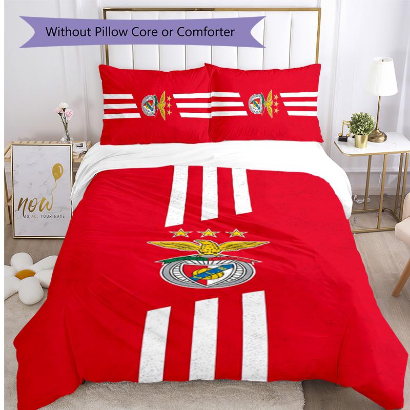 Benfica Pattern Printed 3PCS Bedding Set Soft Skin-Friendly Washable Duvet Cover & Pillowcases Set All Season Bedroom