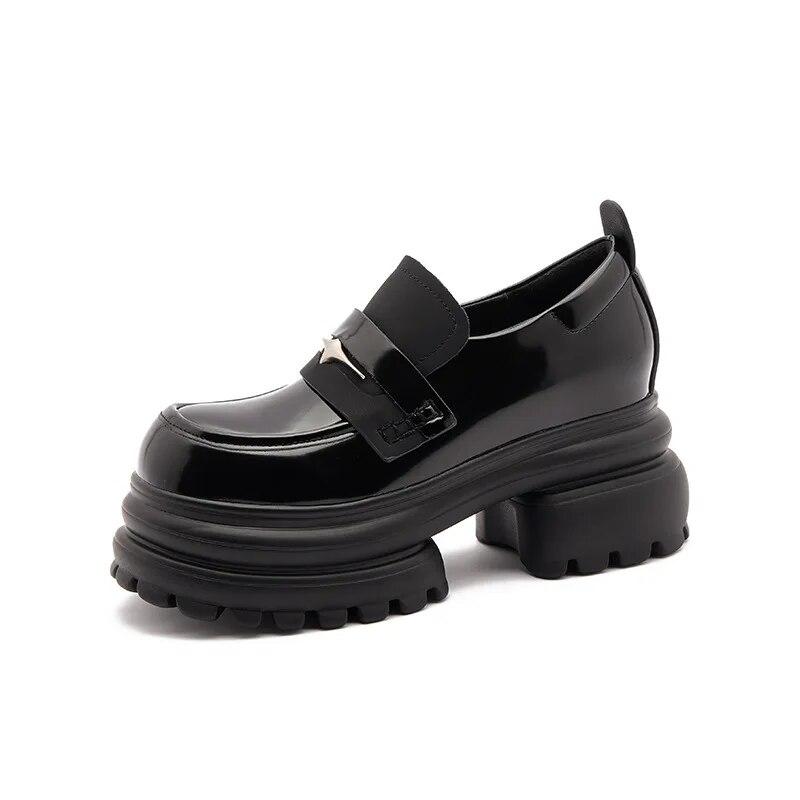 Fujin Женские кроссовки на танкетке из лакированной кожи из искусственной кожи 8 см, весенне-осенние женские туфли-лодочки на массивном каблуке, плюшевые ботинки, туфли Мэри Джейн