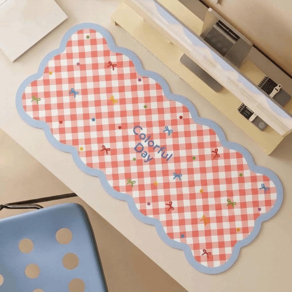 Gingham Mouse Pad Cute Table Blotter Table Cushion Desk Mat Students