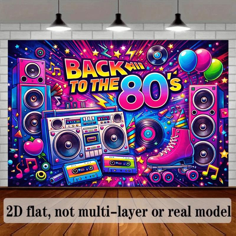 2D Flat Banner - 80s Retro Party Background Fabric, with the central part featuring colorful "BA TO THE 80's" artistic t