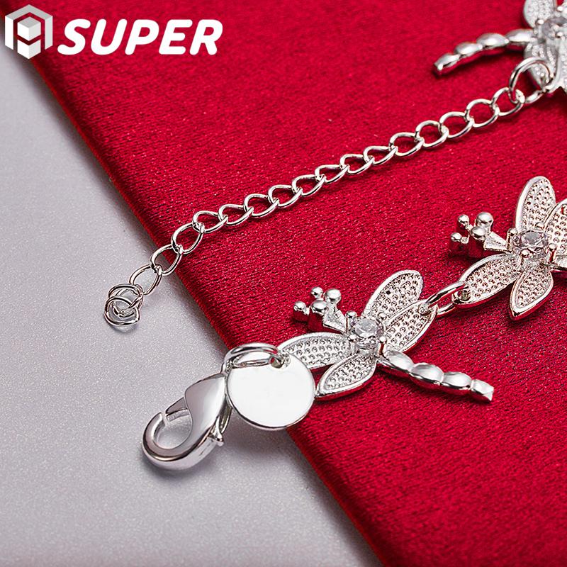 Ювелирные изделия из стерлингового серебра 925 пробы с цепочкой из 8 стрекоз AAA и цирконом