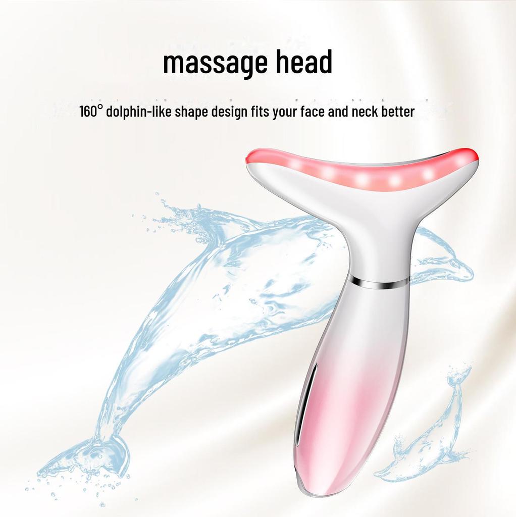 Массажер для шеи с цветной подсветкой: Микротоковое косметическое устройство для уменьшения морщин на шее и омоложения