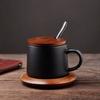 Черная кофейная чашка с матовой текстурой и тарелка, набор из двух предметов, кружка, кофейная чашка, керамическая чашка для воды, кофейная чашка, чашка для молока, чашка для завтрака