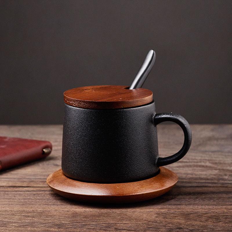 Черная кофейная чашка с матовой текстурой и тарелка, набор из двух предметов, кружка, кофейная чашка, керамическая чашка для воды, кофейная чашка, чашка для молока, чашка для завтрака