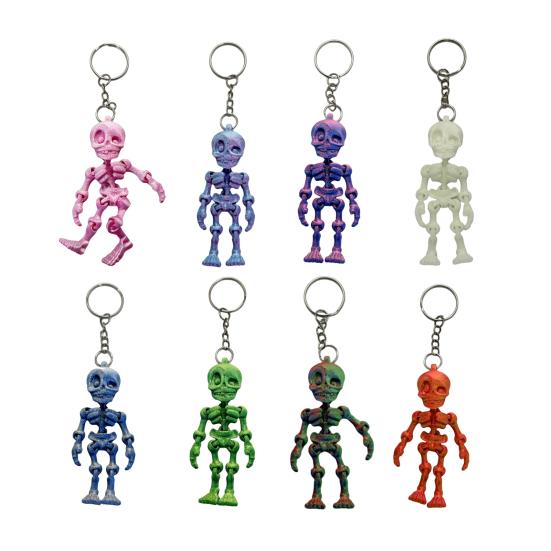 Skeleton Man Keychain Pendant 3D Printed Lightweight Jointed Key Holder Portable Car Key Toy Bag Accessory