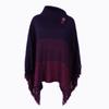 Turtleneck Button Striped Tassel Pullover Knitted Cloak Shawl
