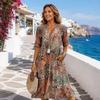 European Women Summer Dress V-Neck Swimsuit Cover Up Dress Fashion Beach Dress  Vacation