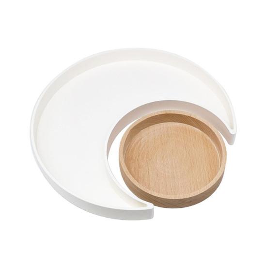 2 шт. Подставка для хранения украшений в виде солнца и луны, многоцелевой деревянный поднос для украшений, декоративная тарелка для безделушек, аккуратный органайзер для стола