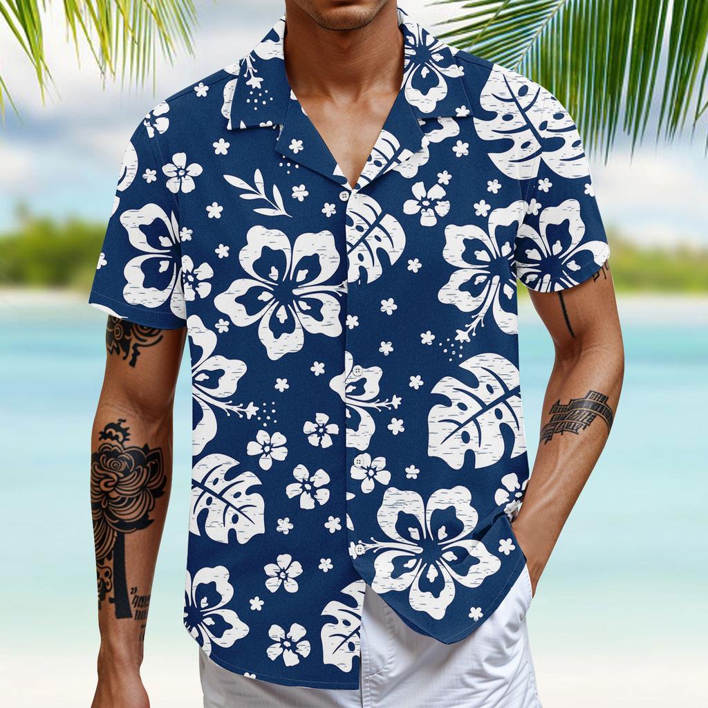 Men'S Casual Loose Short Sleeved Shirt Fashion Printed Shirt Top