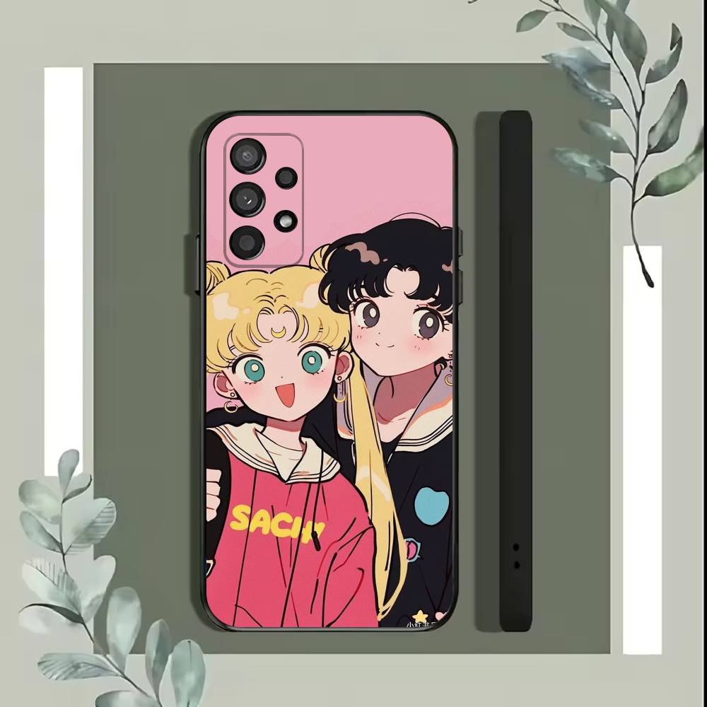 Мультяшный чехол для телефона S-Sailor M-Moons для Samsung S25, S24, S21, S22, S23, S30, Ultra, S20, Plus, Fe, Lite, 5G Черный чехол