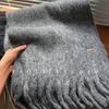 A Mid Gray Shawl and Scarf with A Solid Color and High End Feel Featuring Wool  Is A Warm and Cold Proof Scarf for Women In Autumn and Winter