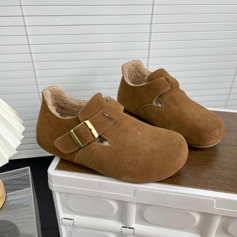 Издание осень и зима толстоподошвенные плюшевые туфли женская обувь носить тепло полушлепки хлопковые туфли