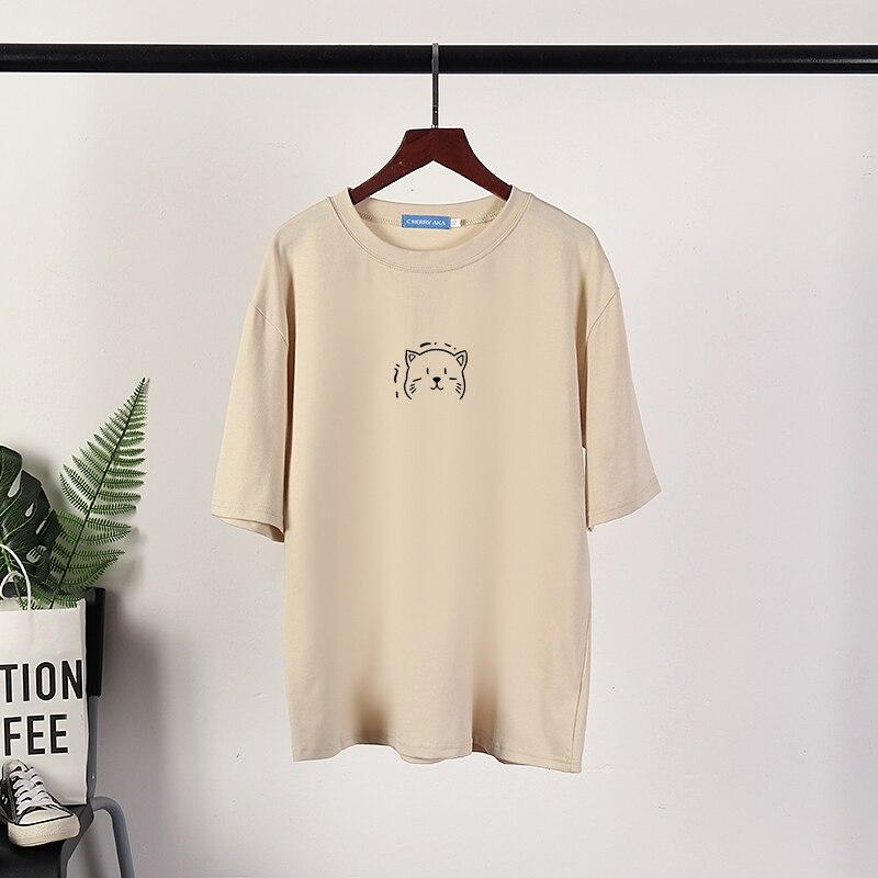 Kawaii летние футболки с короткими рукавами, 8 цветов, женские мягкие футболки большого размера, хлопковые свободные топы, женская одежда больших размеров