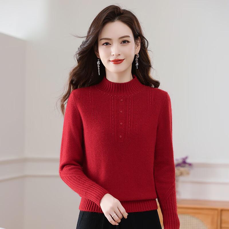 Women's Elegant Mock Neck Pullover Sweater